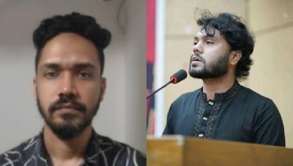 ইনকিলাব মঞ্চের সাবেক মুখপাত্র শহীদ ওসমান হাদি ও পাশে হত্যা মামলার প্রধান আসামি ফয়সাল করিম মাসুদ